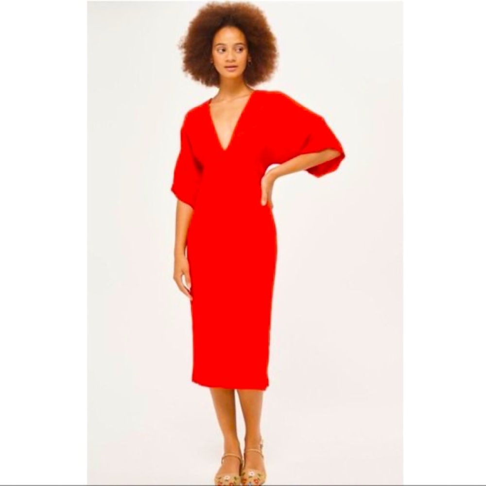 Topshop Red textured open back dress sz 2